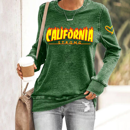 Comstylish Retro Women's California Strong Los Angeles Palisades Fire Inspired Print Sweatshirt