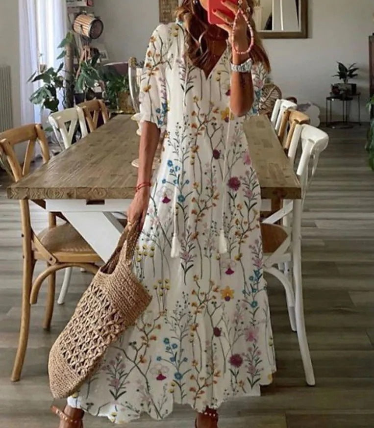 LM | Floral maxi dress with bow