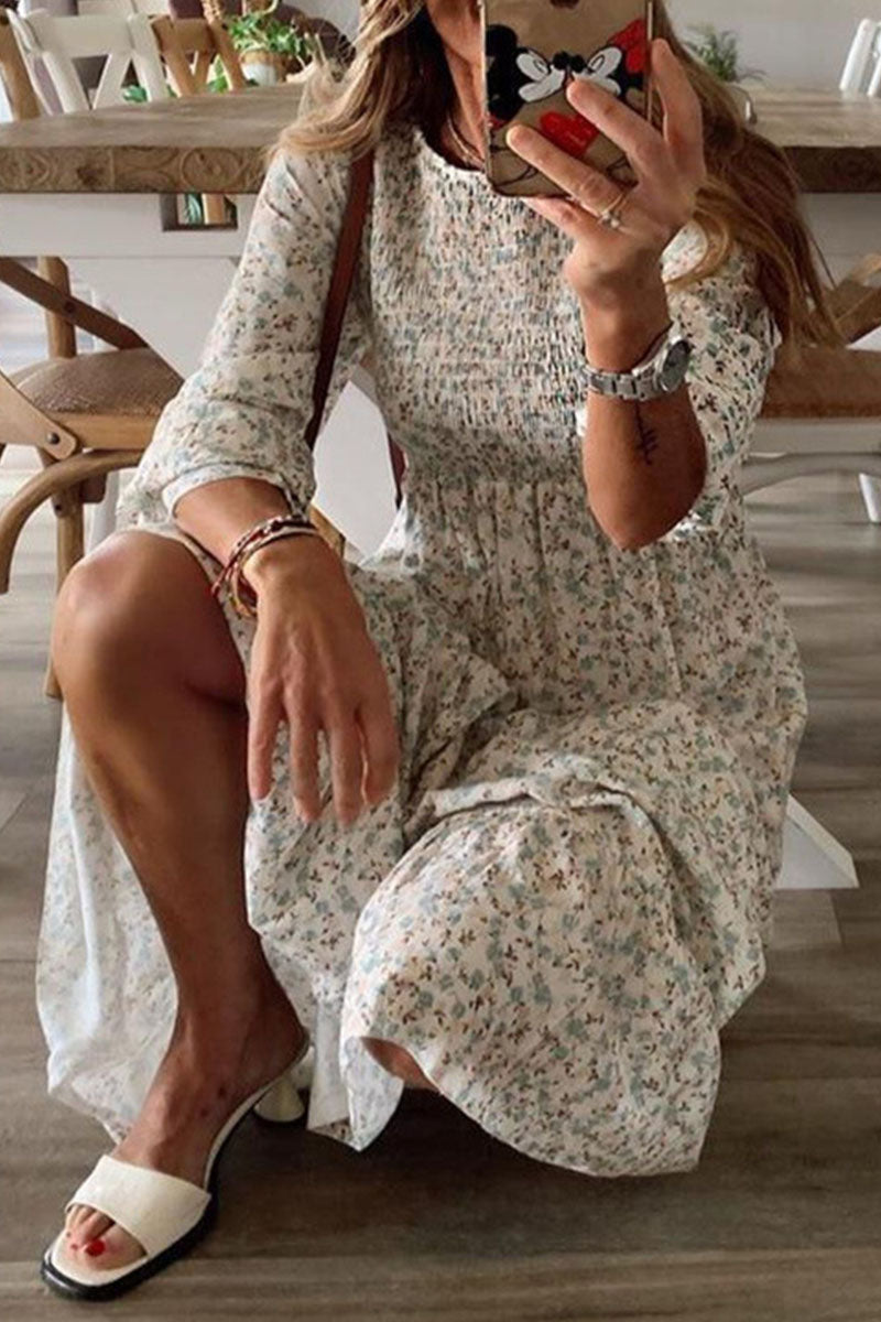 LM | Anna - Fashionable street print patchwork dresses with O-neck and A-line