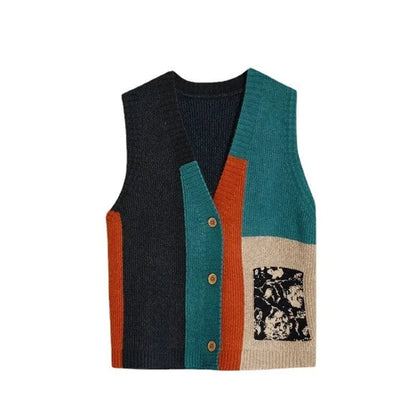 LM | Knitted vest in colorblock design