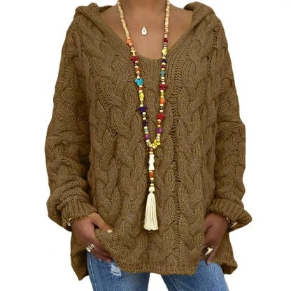 LM | Hooded sweater with V-neck