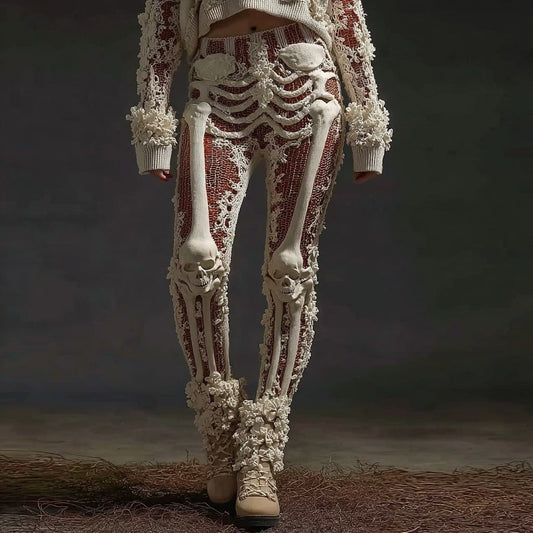Women's Halloween Sequined Skull Casual Leggings artswardrobe