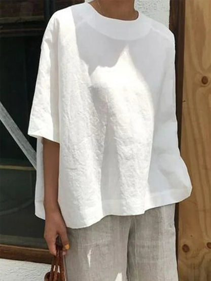 LM | Comfortable, loose round neck top