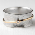 Golden Line Zirconia Silver Ring