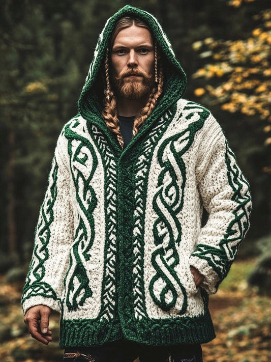 Irish Totem Lace Pattern Men's Hooded Jacket artswardrobe