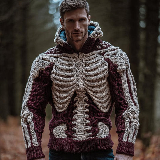 Halloween Anatomy Art Red Coarse Needle Hooded Sweater artswardrobe