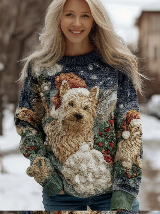 Christmas Fun Animal Women's Warm Knit Sweater artswardrobe