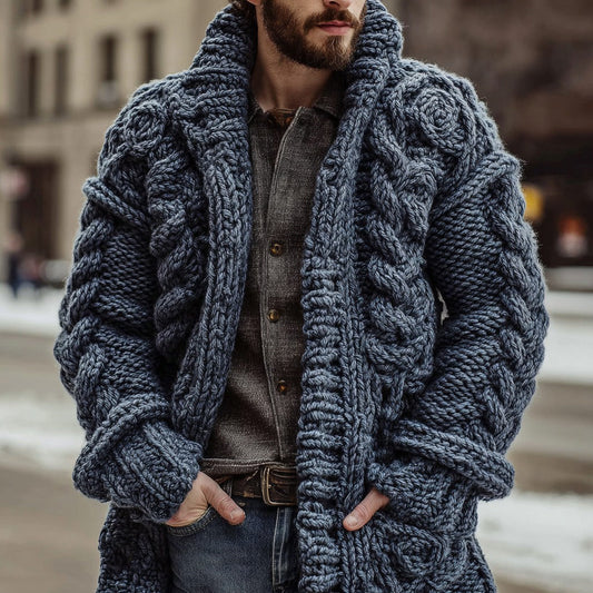 Men's Vintage Fair Isle Knit Warm Long Cardigan artswardrobe
