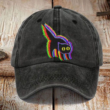 Comstylish Colorful Cat Print Washed Sun Hat