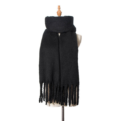 Vintage Thick Fringed Solid Color Scarf elevenforest