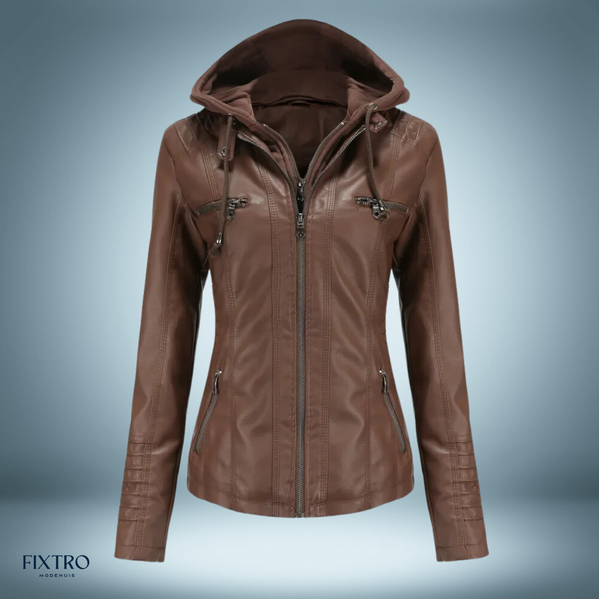 LM | Leather jacket with hood