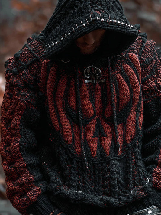 Men's Vintage Evil Pumpkin Smiley Face Hooded Sweater artswardrobe
