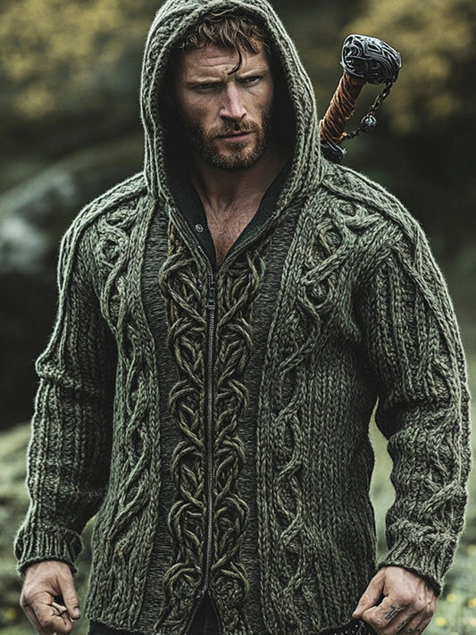 Vintage Celtic Myth Men's Hooded Zipper Sweater artswardrobe