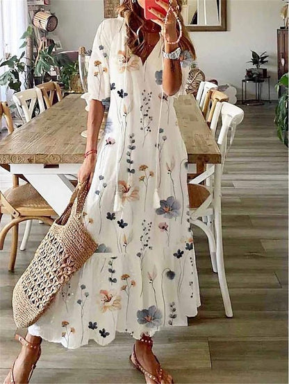 LM | Floral maxi dress with bow