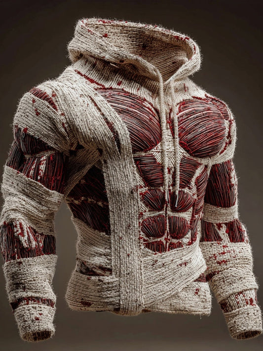 Men's Halloween Muscle Anatomy Bandage Art Hooded Sweater artswardrobe