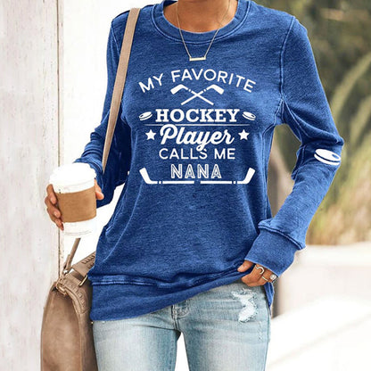 Comstylish Women's My Favourite Hockey Player Calls Me Nana Printed Casual Sweatshirt