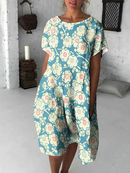 Cherry Blossom Japanese Flowy Midi Dress