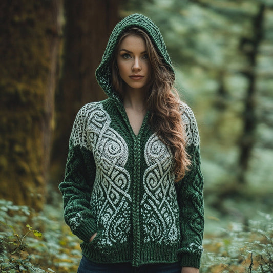 Women's Celtic Knot Totem Zip Hooded Sweater artswardrobe