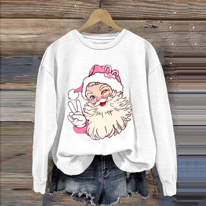 Comstylish Women's Cute Santa Claus Print Sweatshirt