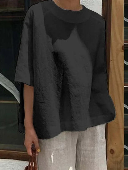 LM | Comfortable, loose round neck top