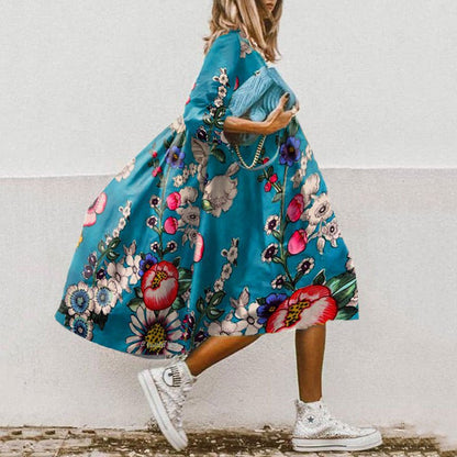 LM | Flowing midi dress with floral pattern