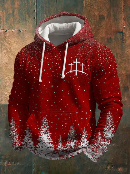 Comstylish Men's Casual Christmas-themed Checkered Sweatshirt