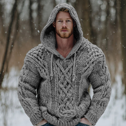 Vintage Fairman Island Jacquard Thick Warm Hooded Sweater artswardrobe