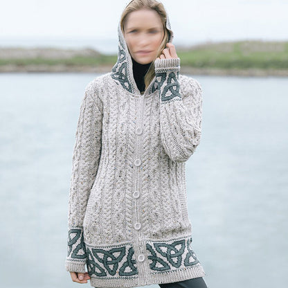 Vintage Celtic Jacquard Knit Cardigan Sweater artswardrobe