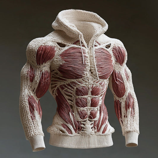 Line Art Men's Knitted Warm Hooded Sweater artswardrobe