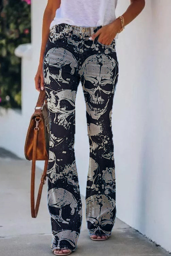 LM | Printed Faux High Rise Flare Pants