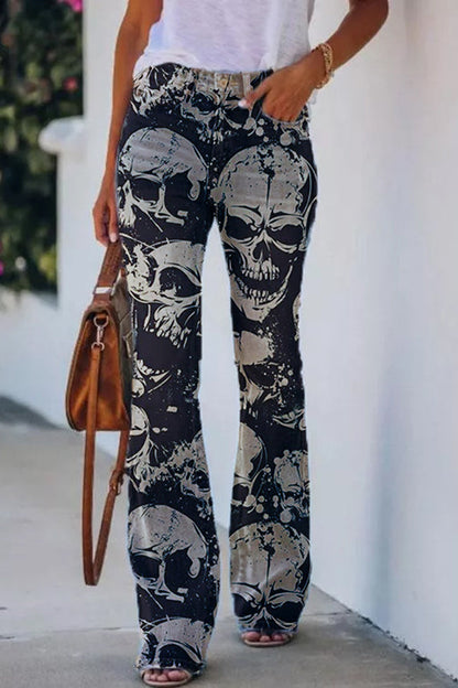 LM | Printed Faux High Rise Flare Pants