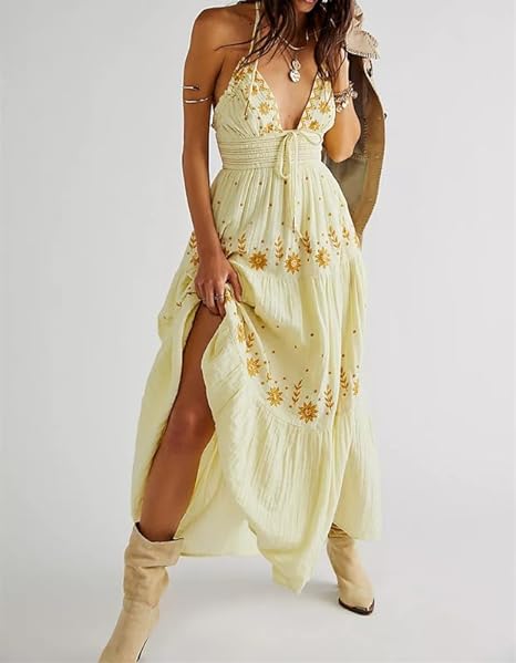 LM | Bohème embroidered maxi dress