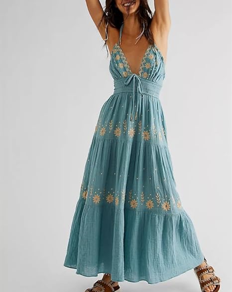 LM | Bohème embroidered maxi dress