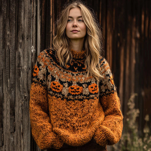 Vintage Fairman Island Halloween Pumpkin Face Sweater artswardrobe