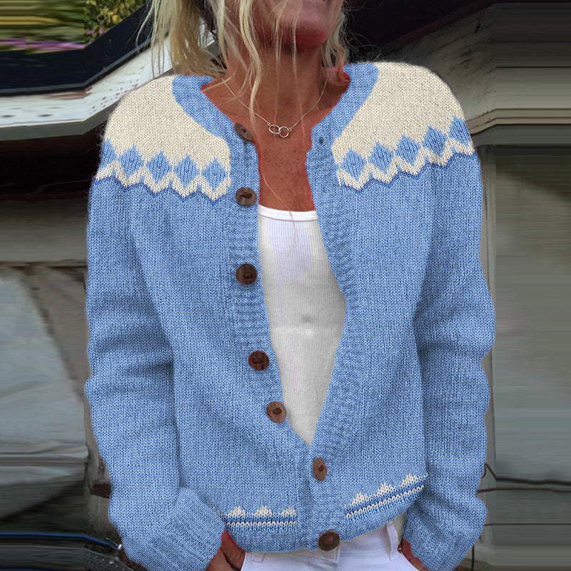 Vintage Icelandic Design Knitted Jacquard Sweater Cardigan elevenforest