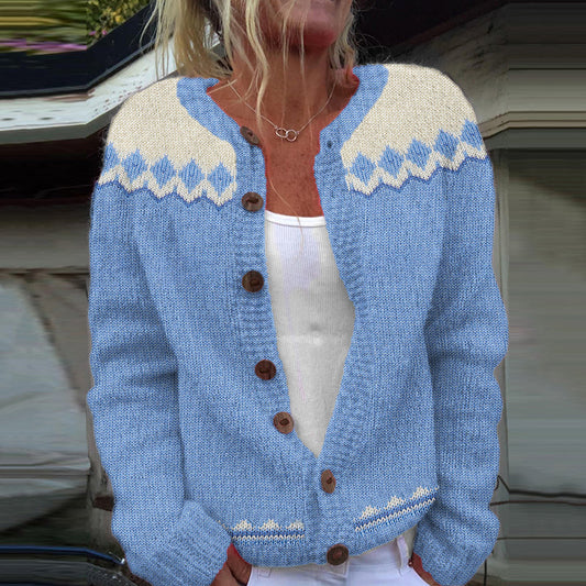 Vintage Icelandic Design Knitted Jacquard Sweater Cardigan elevenforest