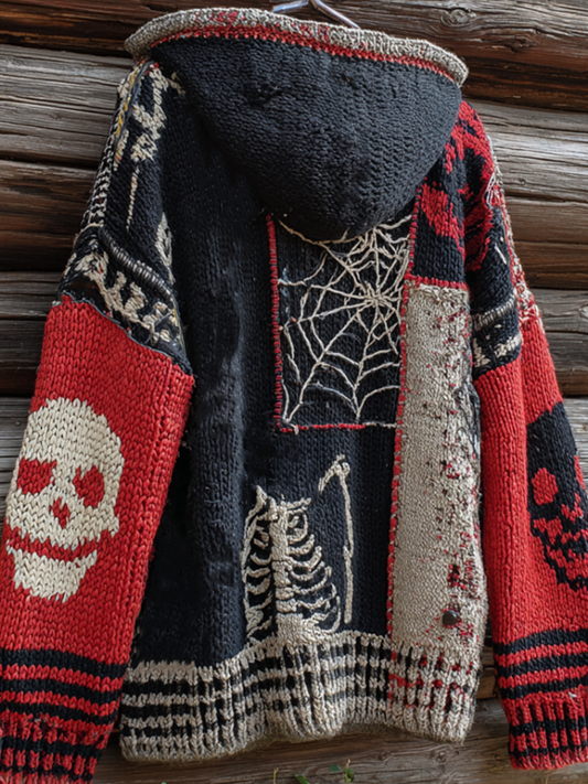 Viking Style Women's Hooded Knit Sweater Jacket For Halloween artswardrobe