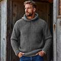 Men's Vintage Plaid Woven Solid Color Hooded Sweater artswardrobe
