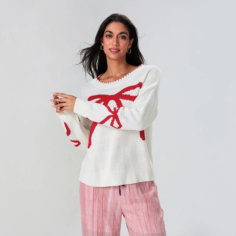 LM | MW - Festive knitted sweater with bow design