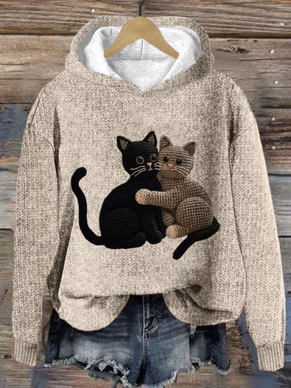 Comstylish Women's Cute Pet Cat Embroidery Printed Hoodie