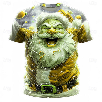 Comstylish Men's Christmas Santa Claus Print Crew Neck Short Sleeve T-shirt