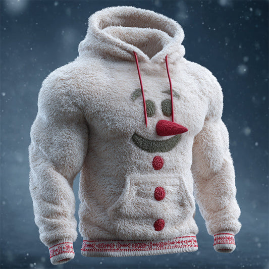 Comstylish Men's Christmas Snowman Inspired Cozy Plush Hoodie