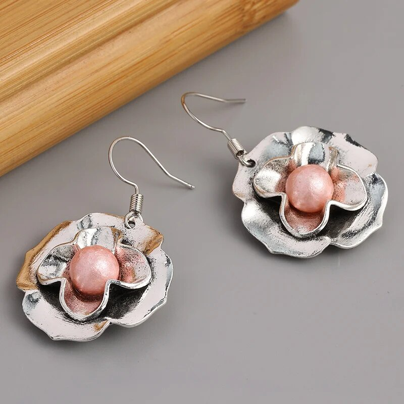 Rose Pearl Blossom Earrings
