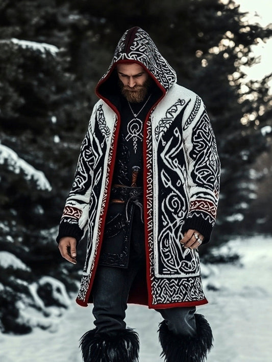 Viking Warrior Vintage Totem Men's Hooded Jacket artswardrobe