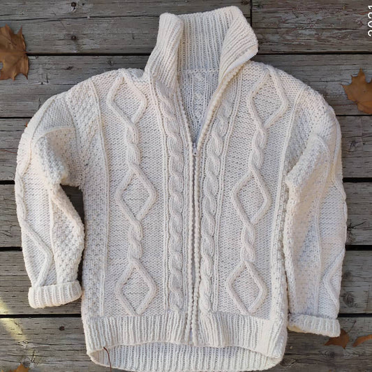 Men'S Cozy Knitted Jacquard Aran Sweater Cardigan artswardrobe