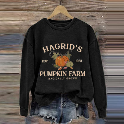 Women's Hagrid's Pumpkin Farm Print Sweatshirt artswardrobe