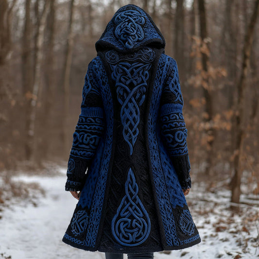 Women's Vintage Viking Celtic Knot Knit Long Sweater Jacket artswardrobe