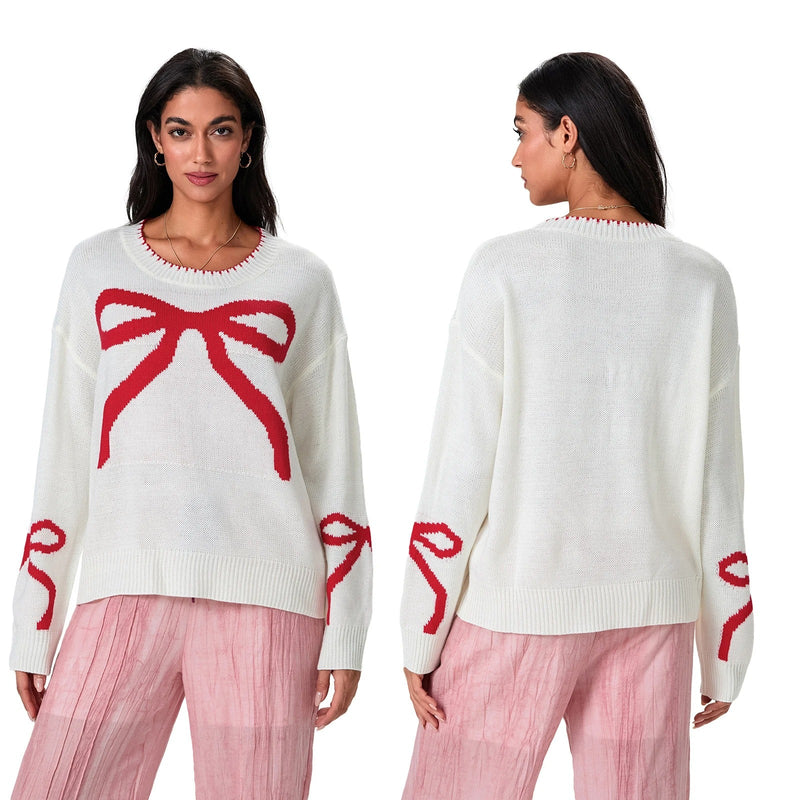 LM | MW - Festive knitted sweater with bow design