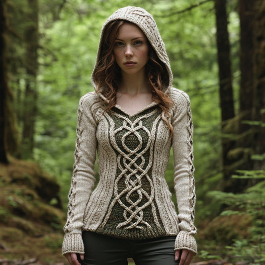 Vintage Celtic Knot Mystical Cozy Hooded Slim Fit Sweater artswardrobe