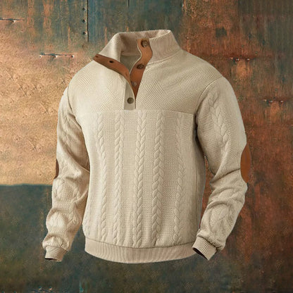 Men's Vintage Cable Knit Button Casual Sweatshirt elevenforest
